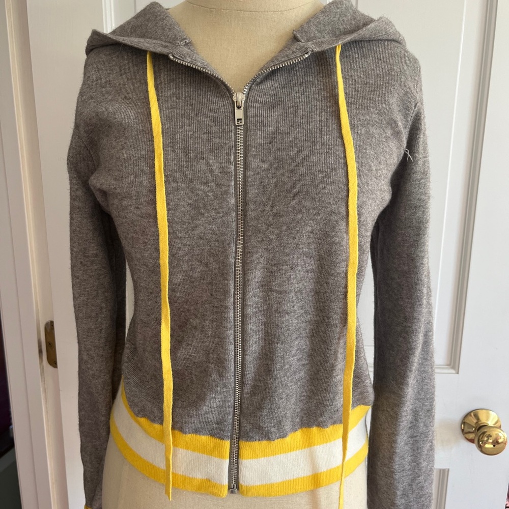 AQUA brand sweater knit zip front hoodie size S